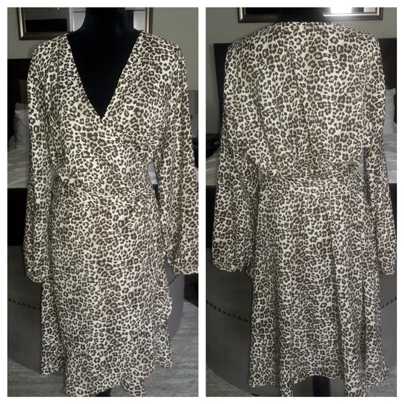 🥰Pretty LOFT Plus Leopard Print Ruffle Wrap Dress🥰 - Picture 3 of 3